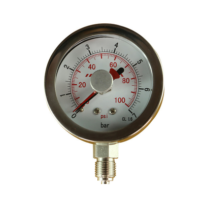 2 Zoll 1,5 Zoll-flüssiges gefülltes Brennstoff-Manometer 0-100 P/in 1/8" justierbarer Trockengleichrichter Npt